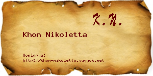Khon Nikoletta névjegykártya